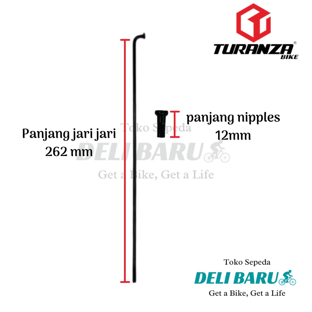 Turanza Jari jari 26 HITAM spoke 1 GROSS panjang 262 mm sepeda MTB federal