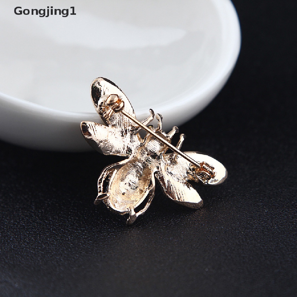 Gongjing1 Bros Pin Enamel Desain Lebah Bumblebee Hias Kristal Untuk Wanita