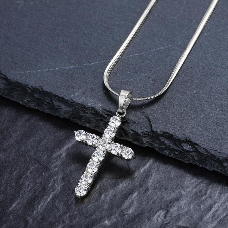 Kalung titanium Pria Wanita Kalung Salib Aksesoris Fashion Anti Karat Liontin Salib Permata