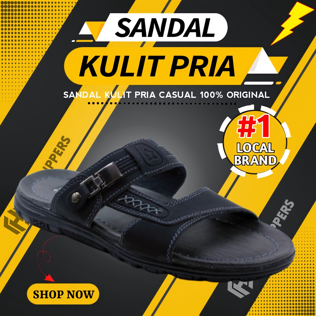 SANDAL KULIT ASLI PRIA ORIGINAL IMPORT CASUAL TERBARU KEKINIAN 2022 ANTI SLIP KUAT AWET LENTUR SENDA