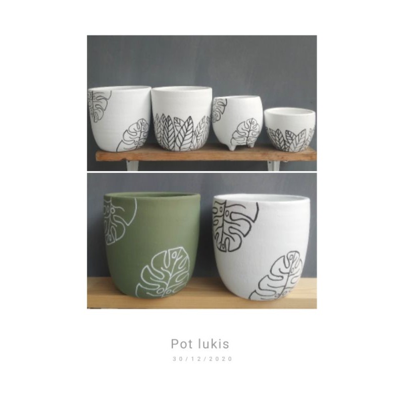 Pot Teracota Lukis 15 cm/Pot Gerabah/Pot Tanah liat