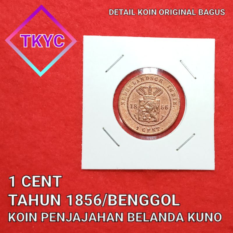 TTP1123 Koin Kuno 1 Cent Nederlandsch Indie Tahun 1856 Original Bagus