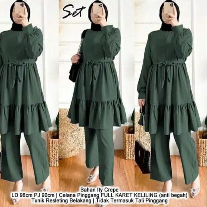 "PNN.20Au22n" RMDN | Titani One Sett Ukuran M-L-XL-XXL-XXXL 2 in 1Setelan Tunik + Celana Baju Anak P