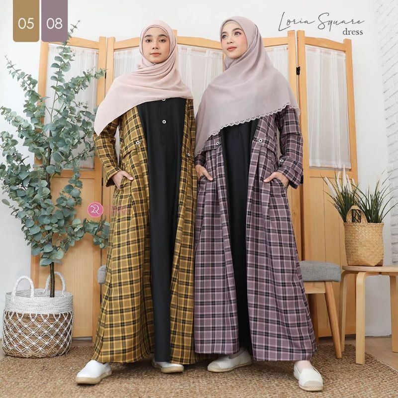 [AGEN RESMI] Loria Square Dress by Zizara Ready DEPOK Gamis Only Busui Friendly