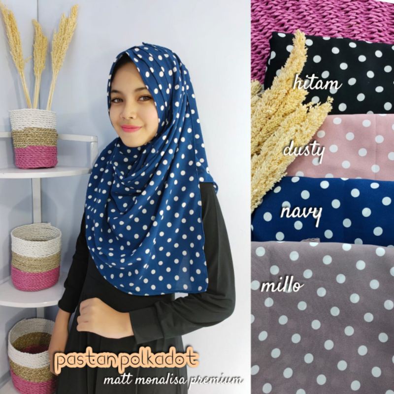jilbab pashmina instan polkadot/pastan best seller/jilbab instan motif polka