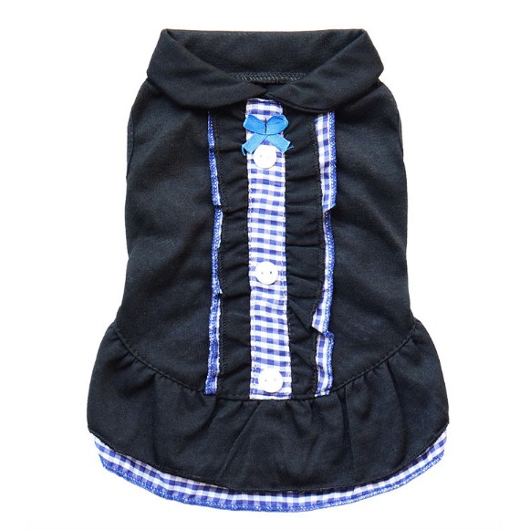 Baju Pakaian Pet Anjing Kucing Motif ROK HITAM BIRU Doggy Puppy Kucing Kecil Dog Kitty Kecil Besar