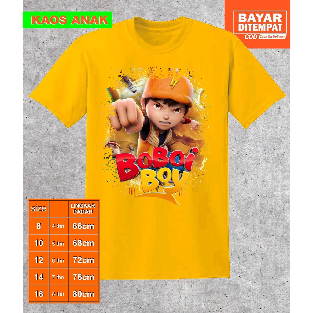 kaos baju boboiboy - kaos boboiboy anak laki laki - digital printing boboiboy - baju boboiboy anak l