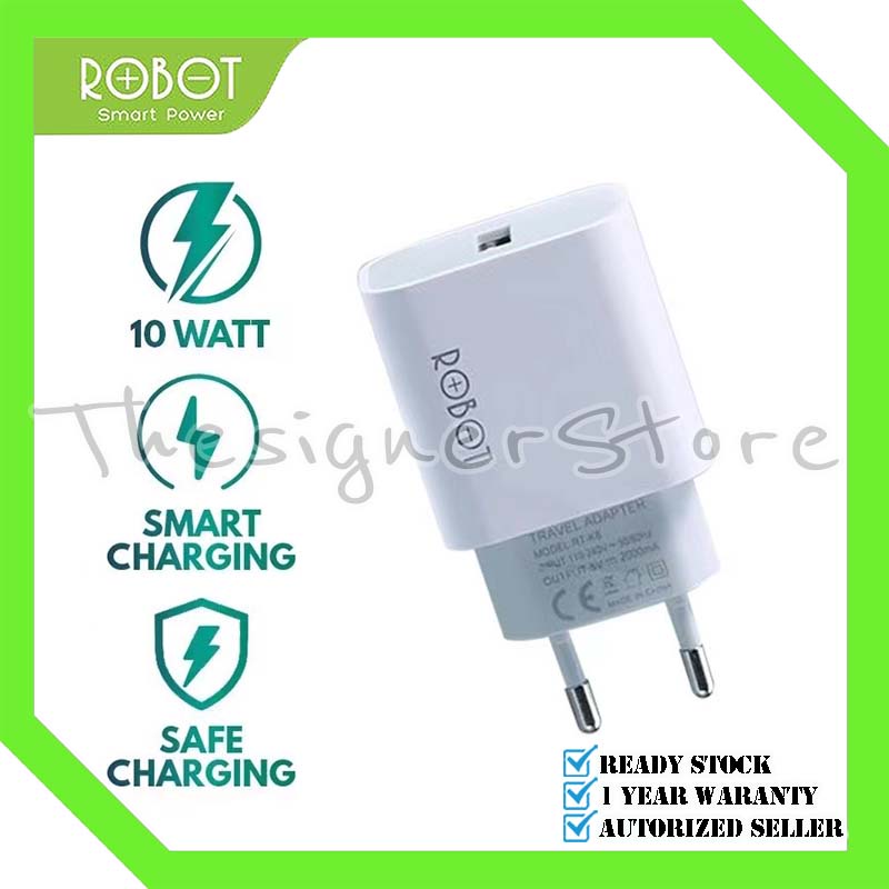 Kepala Charger Robot RT-K8 10W 2A Original  - Garansi 1 Tahun