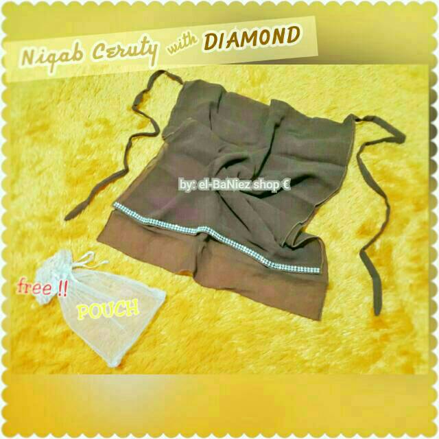 Cadar/ Niqab/ Niqob/ Purdah Half tali dua (2) layer sifon/ chiffon ceruty/ ceruti Diamond/ blink