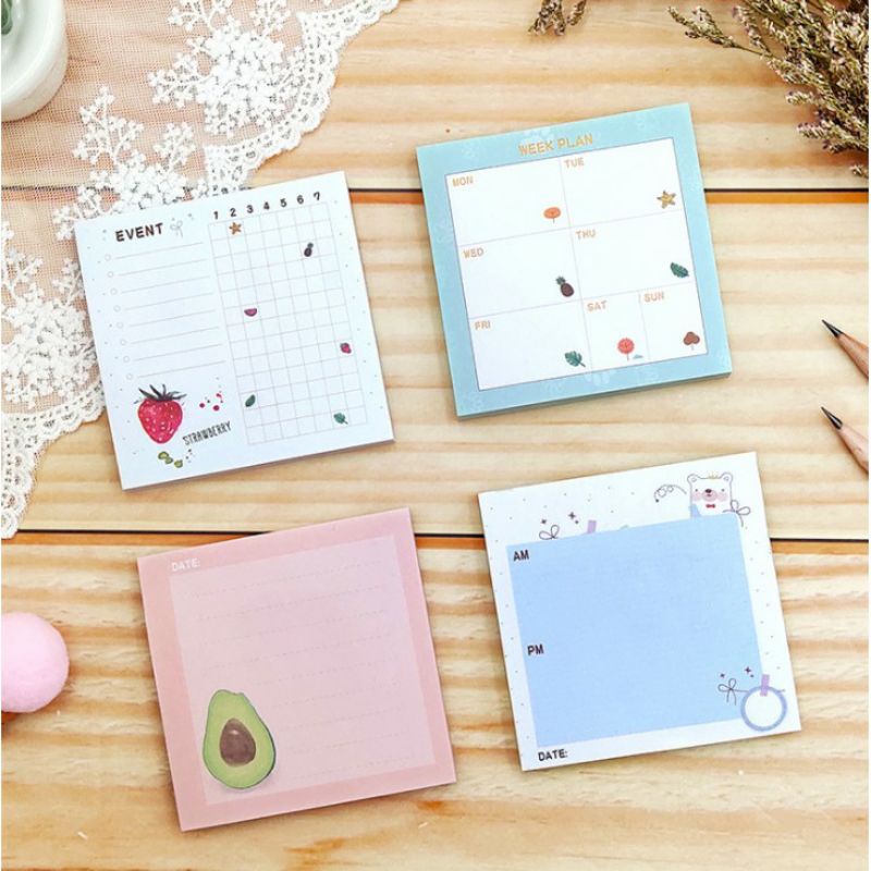 

[JOURNALCARE.ID] memo planner fruit Sticky notes plan day schedule