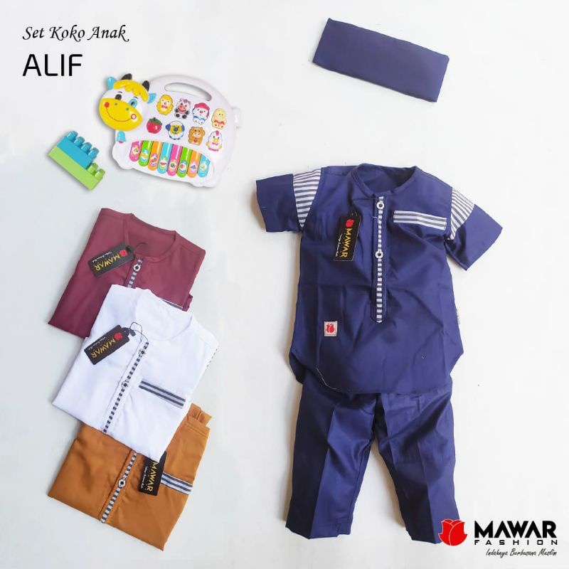 Koko Anak Set Polos ALIF Ori by MAWAR FASHION