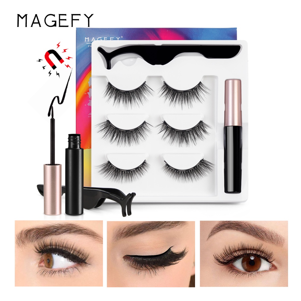 MAGEFY Eyelash Magnetic Eyeliner 3D Natural Hair Bulu Mata Palsu Magnetik Bulu Mata Magnet 7098