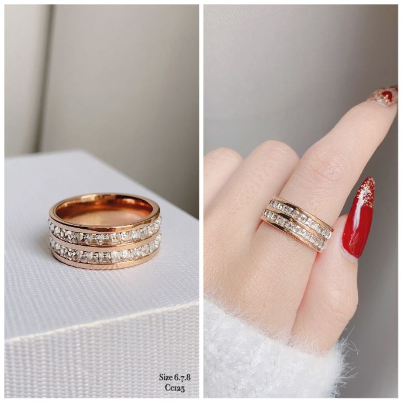 Cincin Titanium asli Premium Quality Rosegold Anti karat Anti alergi ring Stainless steel ori