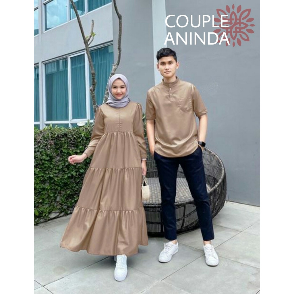 TERBARU!!! Baju Couple Muslim Terbaru 2022  Baju Gamis Dan Kemeja Couple Kondangan Couple Suami Istri Baju Couple Trending Kekinian 2022 [BISA COD]