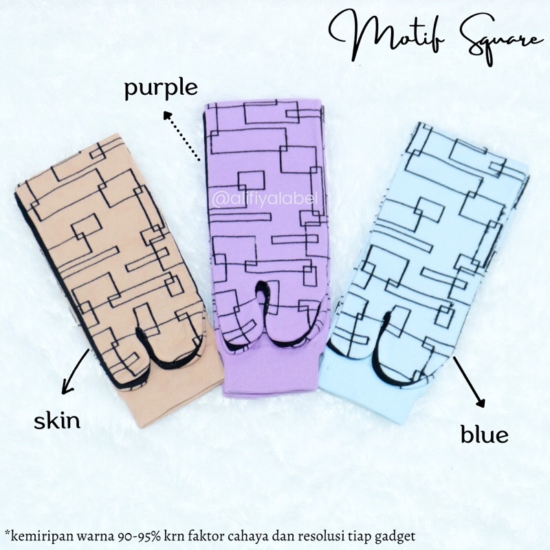 KAOS KAKI JEMPOL MUSLIMAH NILON “MOTIF SQUARE” by @alifiyalabel