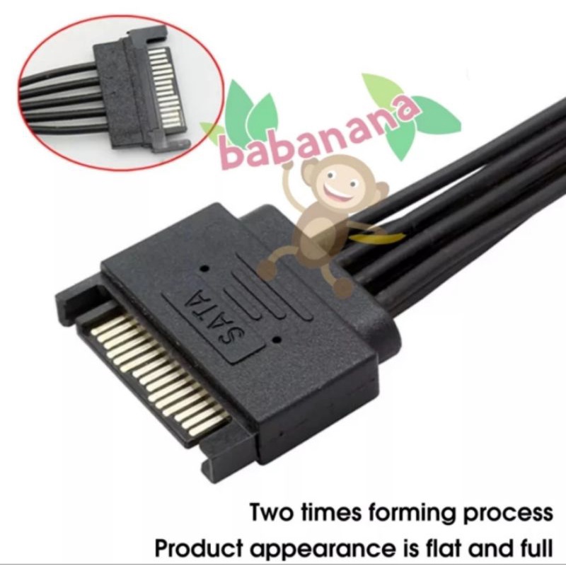 Sata power splitter 1 to 2 kabel cabang hdd ssd cable hub