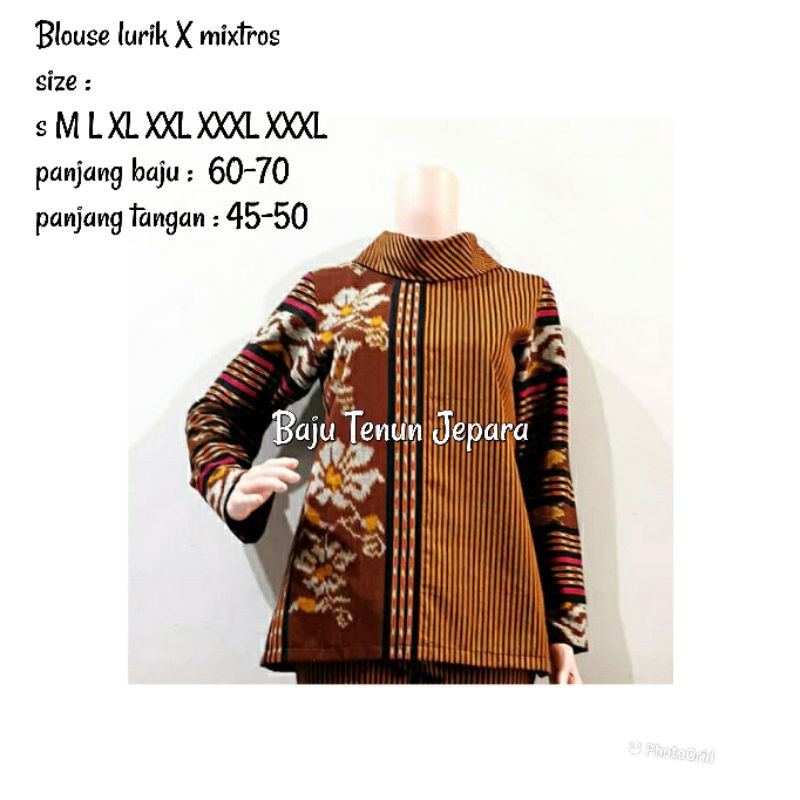 Blouse tenun lurik mixtros baju tenun jepara kombinsi lurik BTB41