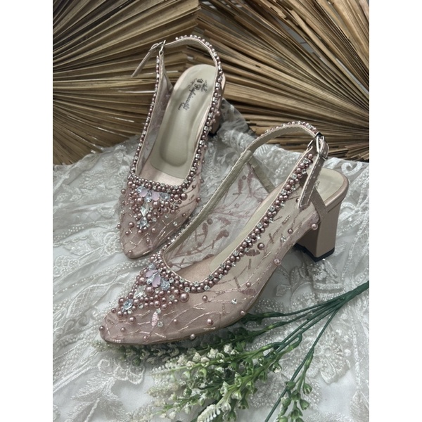 sepatu wanita wedding kiana rosegold 7cm tahu