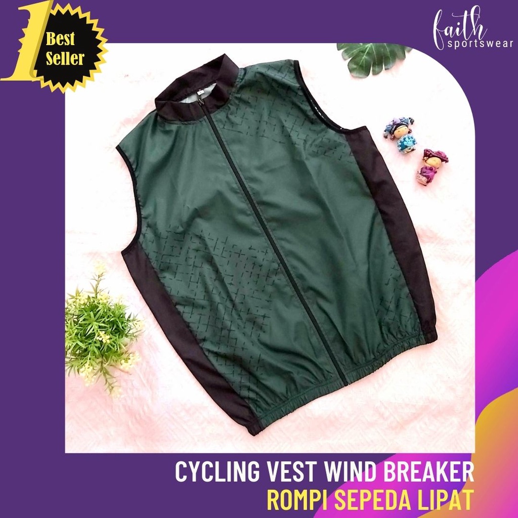 ROMPI OLAH RAGA/CYCLING VEST PRIA/WANITA HIJAU ARMY-HITAM