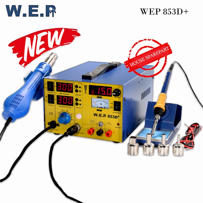 WEP 3in1 Blower Uap + Power Supply + Soldering Station 853D+ Original