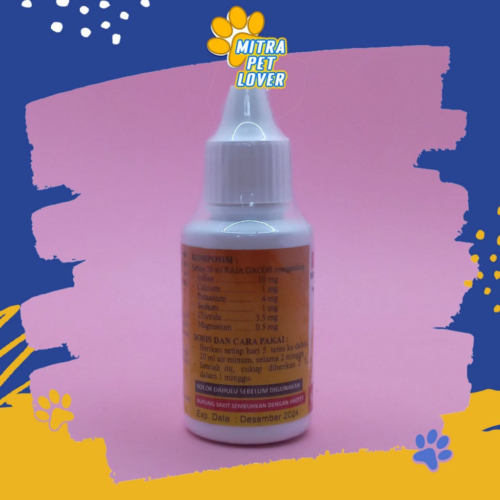 SUPLEMEN MEMPERCEPAT KICAU BURUNG - RAJA GACOR 30 ML ORIGINAL - LEBIH CEPAT BERKICAU (GACOR) NGOCEH - SUARA JERNIH - AMAN AMPUH - MURAH ASLI - PET ANIMAL HEALTHCARE &amp; VETERINARY TAMASINDO OBAT KESEHATAN &amp; VITAMIN HEWAN BINATANG PELIHARAAN MITRAPETLOVER