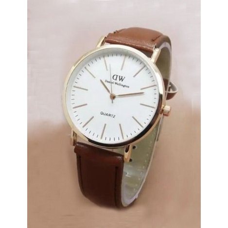 WBS JAM TANGAN COUPLE FREE BATERAI ✅COD KULIT IMPORT GROSIR MURAH PREMIUM PRIA WANITA ANAK REMAJA DEWASA VINTAGE CASUAL QUARTZ DD003-PRIA COKLAT MUDA PP