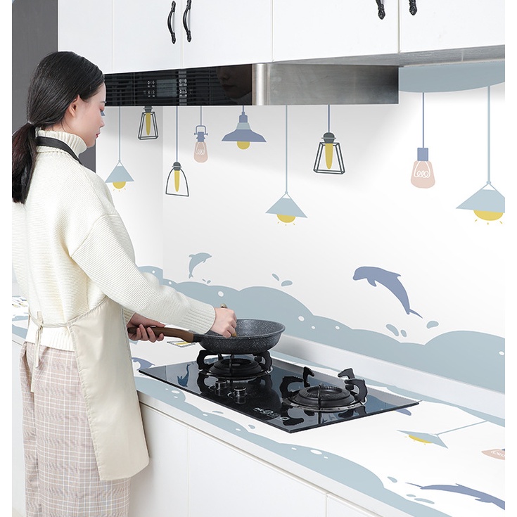 MOGYMOGY HL0204 Wallpaper Dinding Dapur Anti Minyak Wall Sticker Kitchen Sheet