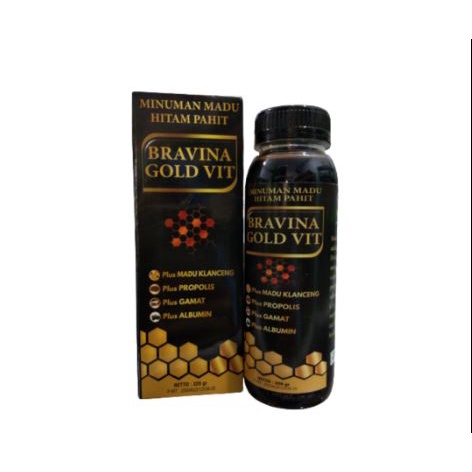 Madu Hitam Pahit Madu Bravina Gold Vit Plus Propolis 320gr