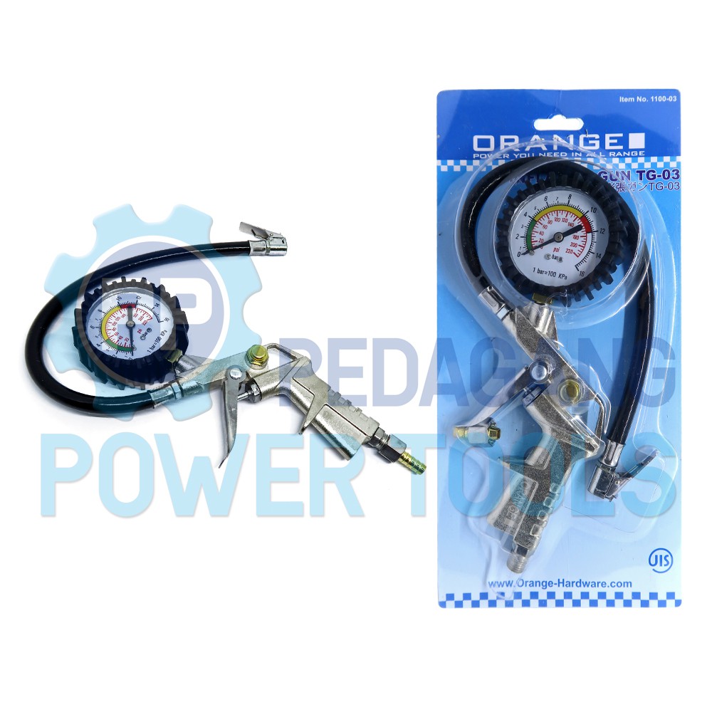 ORANGE INFLATING GUN TIRE INFLATOR AIR PRESSURE UKURAN POMPA ANGIN BAN
