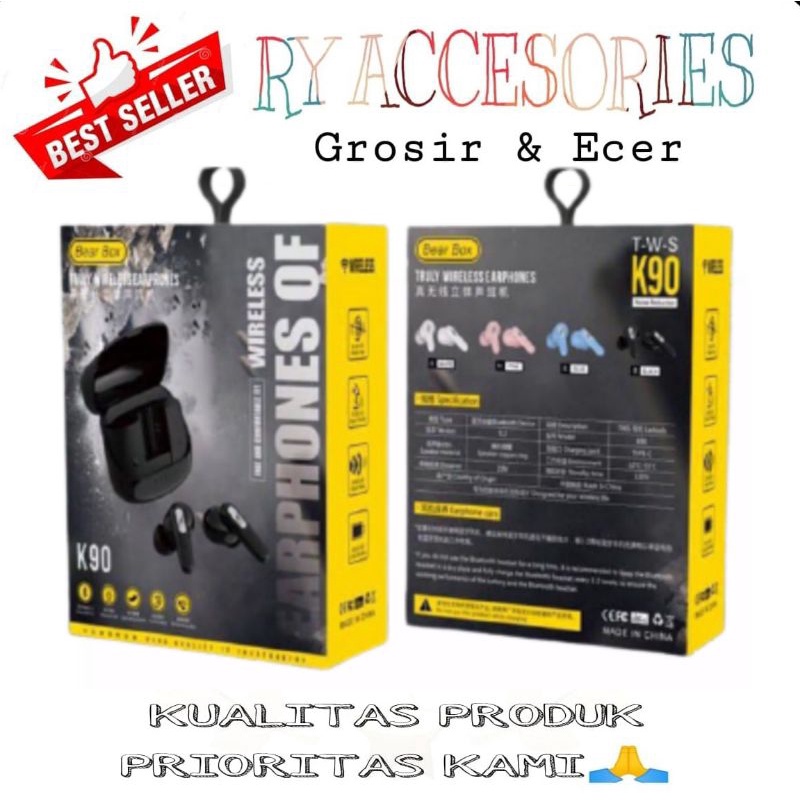 RY - Headphone Bluetooth TWS K-90 / Headset Wireless TWS K90 / Earphone Elegan