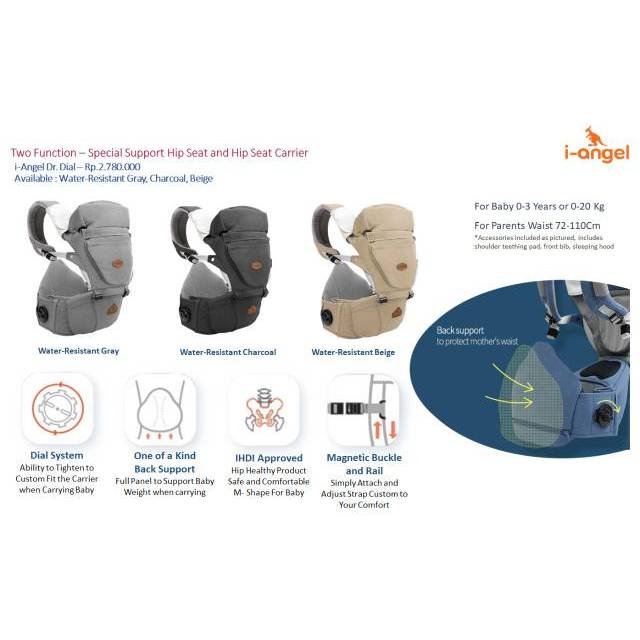 I Angel Dr.Dial / Hipseat carrier / gendongan bayi