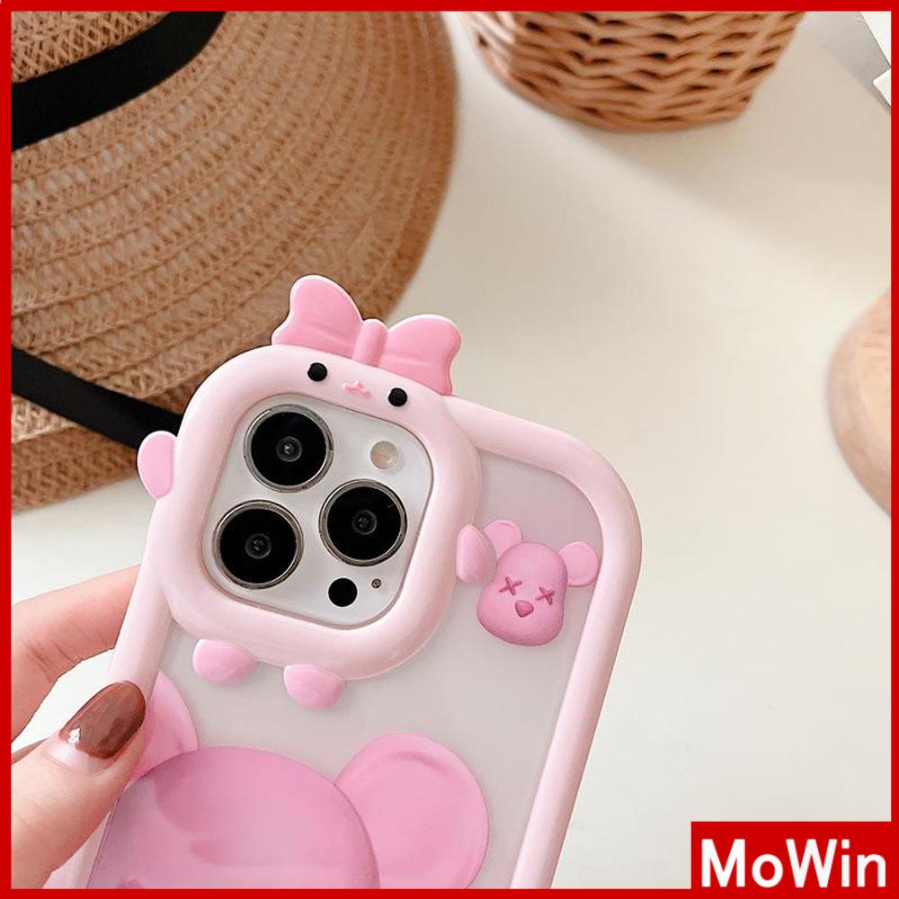 iPhone Case Silicone Soft Case Clear Case Airbag Shockproof Protection Camera Shiny Feel Pink Bear Cartoon Compatible For iPhone 11 Pro Max 13 Pro Max 12 Pro Max 7Plus xr XS Max