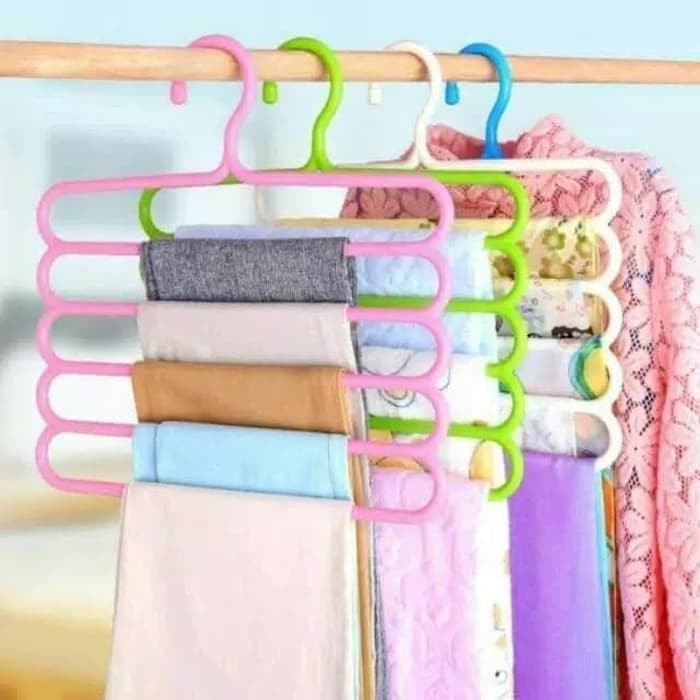 Hanger 5Susun Gantungan Baju Celana Handuk Hijab Serbaguna Multifungsi