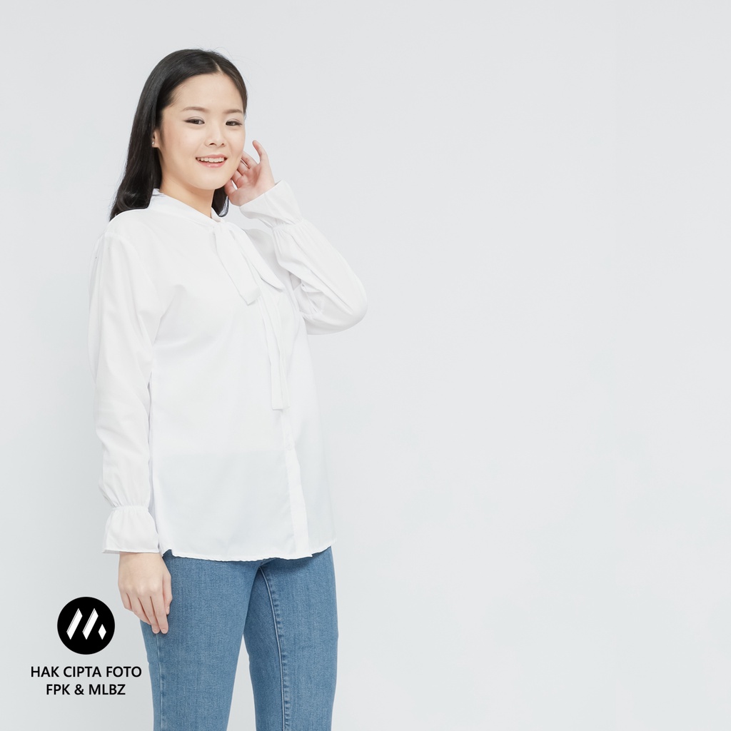 LUMINA Kemeja Kerja Wanita Warna Putih Malabiz Bahan Polymicro selembut Kapan Untuk Kerja Kantoran Formal Cassual Bahan Adem Model Basic Standar Korea