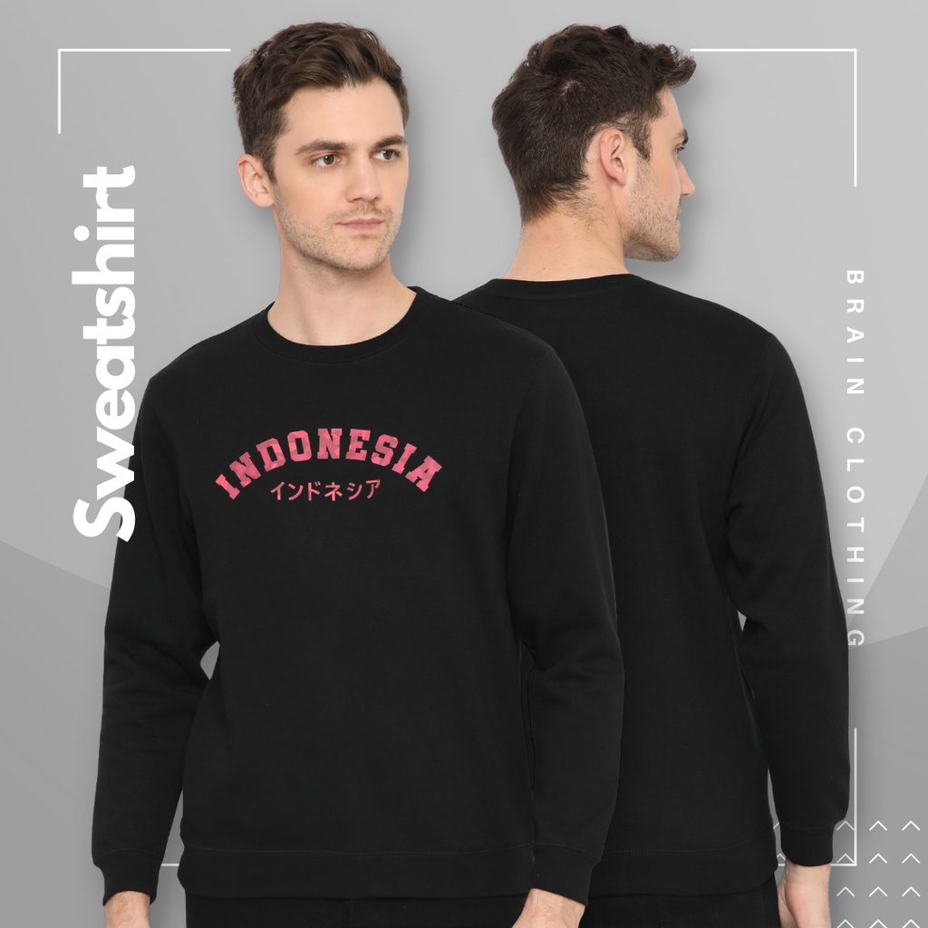 Brain Clothing Sweatshirt Pria RD CAMO IDN CN warna Hitam
