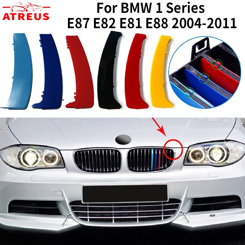 3 Pcs Strip Klip Trim Grill Mobil Balap BMW E87 E82 E81 E88 1 Series 2004-2011 M Power Bahan ABS