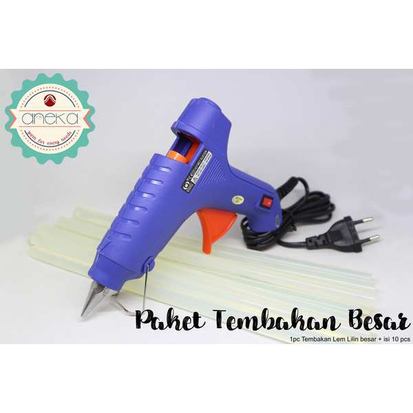 [PAKET] - ON OFF Tembakan Lem Lilin / Glue Gun Besar - 60 W + lem 10 pcs