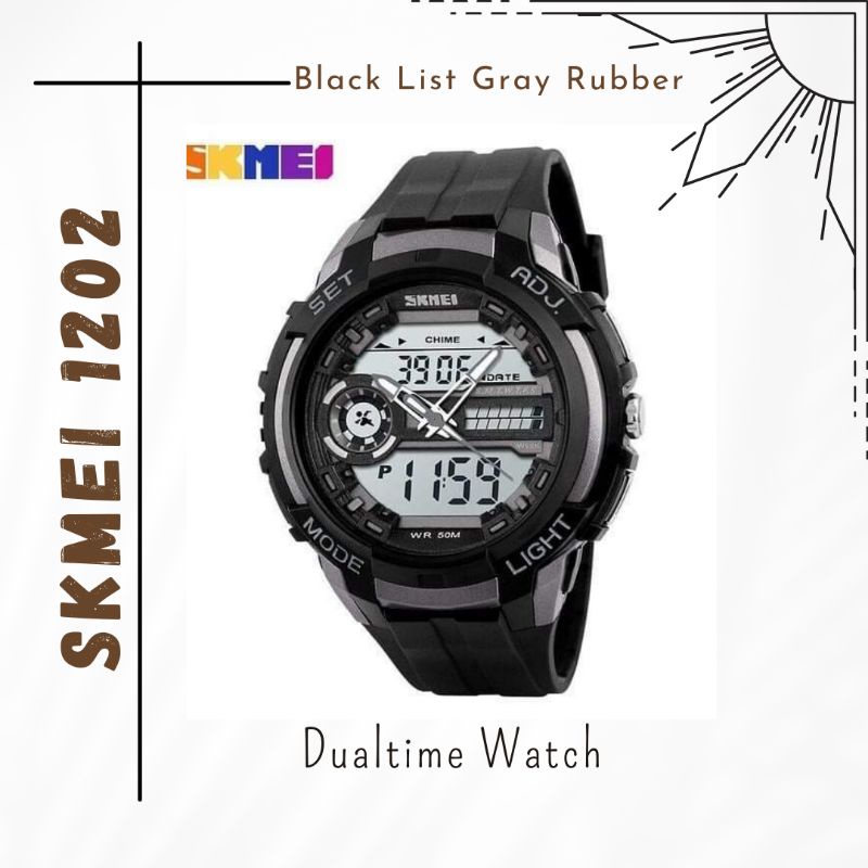 JAM TANGAN PRIA DUAL TIME SKMEI 1202 ORIGINAL