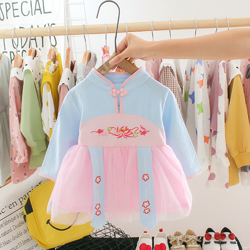 0-3TAHUN DRESS ANAK PEREMPUAN / DRESS BAYI PEREMPUAN / DRESS BABY GIRL IMPORT /DRESS PESTA ANAK BAYI-DRESSKOREA BIRU