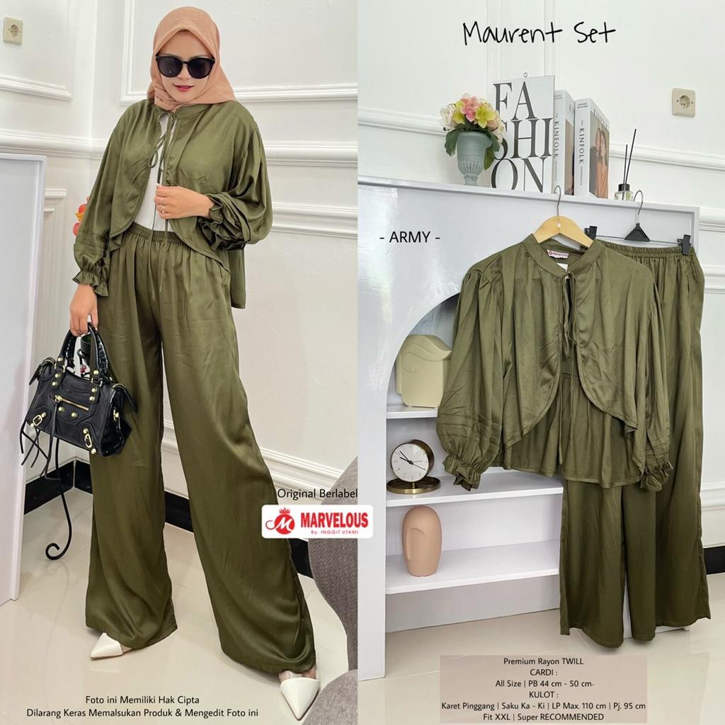 MAURENT SET BY MARVELOUS SETELAN ONE SET SETCEL CARDI KULOT POLOS BAHAN PREMIUM RAYON TWILL HIGH QUA