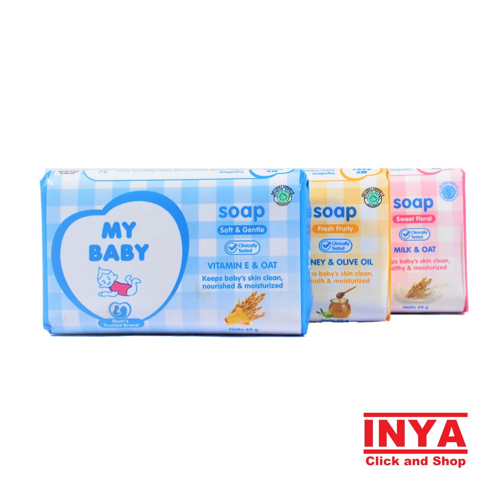 MY BABY SOAP SOFT AND GENTLE, VITAMIN E AND OAT 60gr - Sabun Bayi