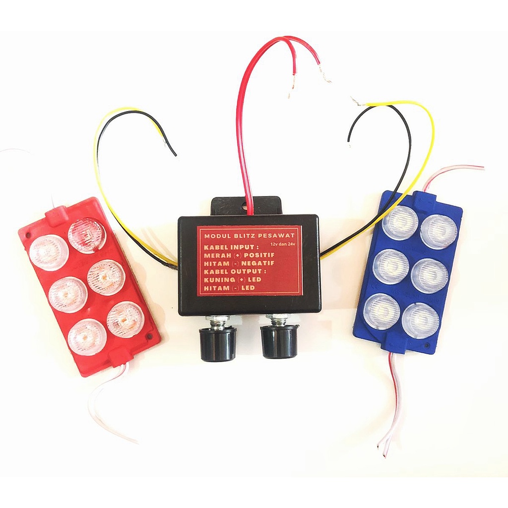 MODUL BLITZ PESAWAT 2 OUTPUT SETELAN UNIVERSAL + 2 LED 6 MATA