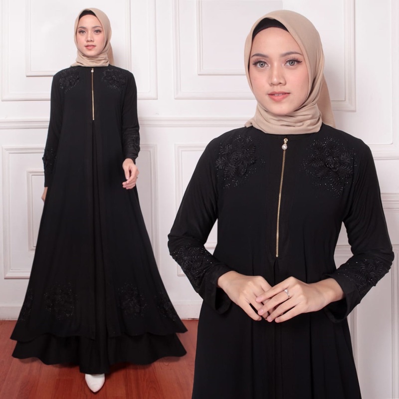 Abaya Hitam / Gamis simple / Abaya Simple / Gamis Arab / Gamis Turkey / Busui / Gamis sehari hari