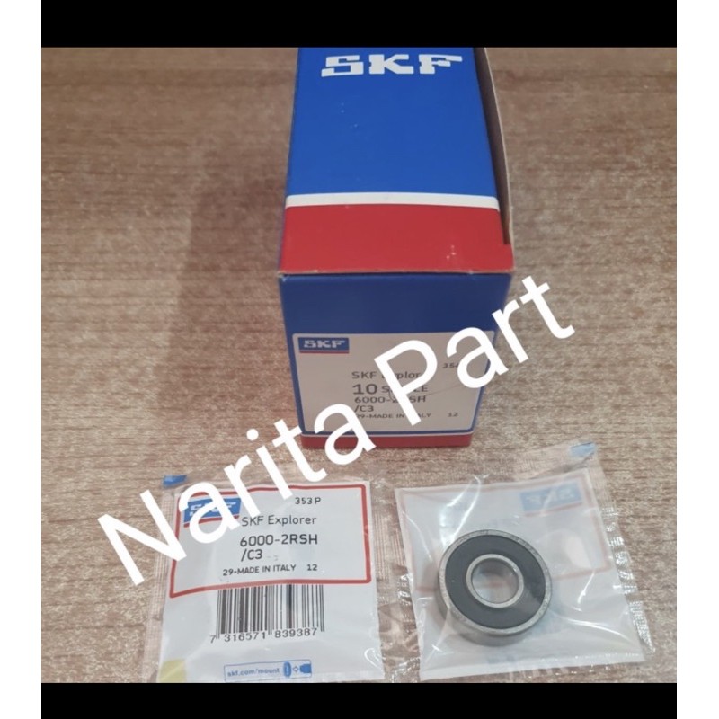 Bearing 6000 2rs tutup karet SKF Asli