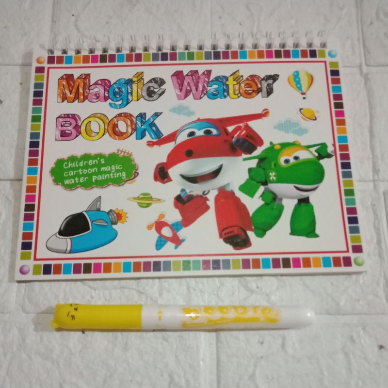 LYSASHOP - MAGIC WATER BOOK / BUKU AJAIB MEWARNAI ANAK GAMBAR MAINAN EDUKASI ANAK-Superwing Putih
