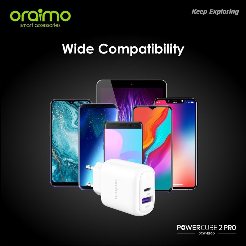 Oraimo OCW-E96D Charger Handphone Original Dual Port Smart Ultra Fast Charging Iphone/Android - Garansi 1 Tahun