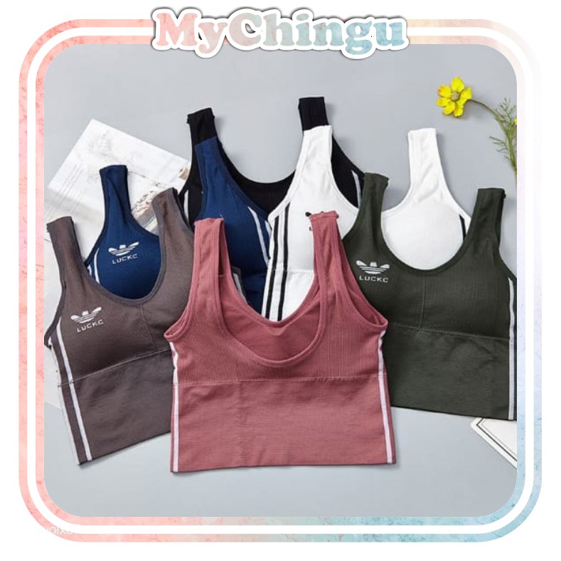 ❀ Chingu ❀ PW108 COD Sport Bra Fashion Korea Bra Wanita Seksi With Cup Bra Tanktop Import Surabaya