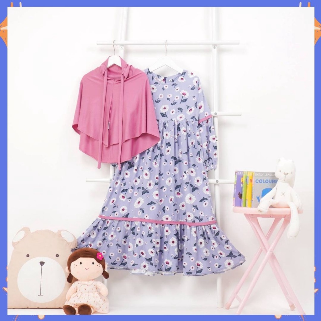SET GAMIS ANAK BAJU MUSLIM ANAK PEREMPUAN HOME DRESS ANAK USIA 4-8 TH / GAMIS RAYON
