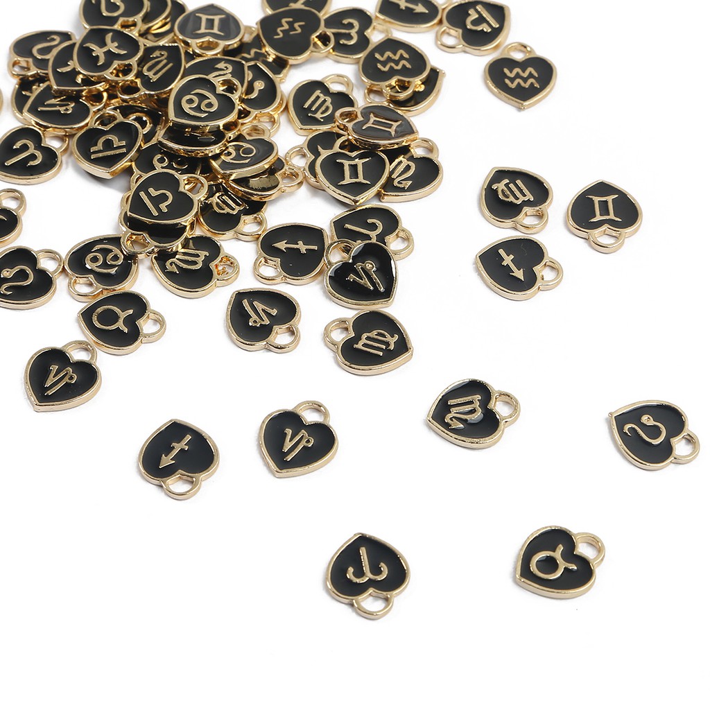 Liontin Enamel 12x14mm Lubang 2mm Desain Zodiak Kc Gold Untuk Membuat Perhiasan Gelang Dan Kalung