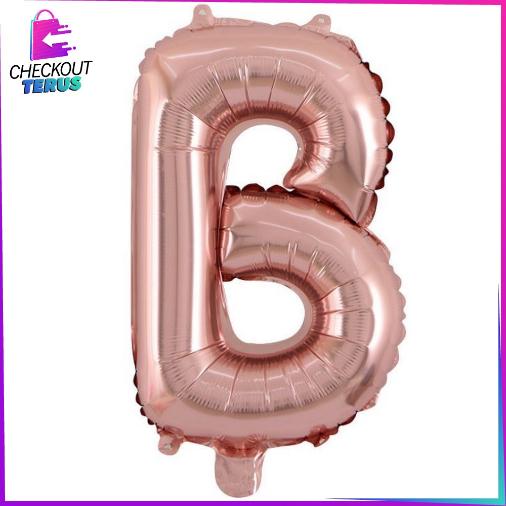 CT C390 Balon Foil Rose Gold Abjad Alphabet Angka Polos Balon Huruf A-Z Balon Foil Angka 0-9 Balon Foil Perlengkapan Ulang Tahun Balon Pesta